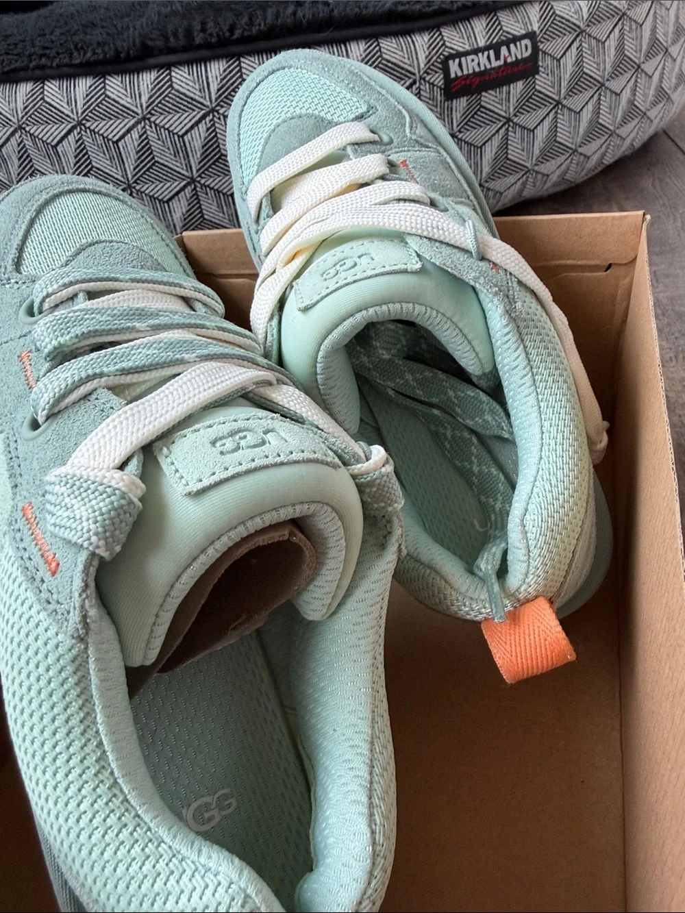 UGG women’s Mint Green and Peach Accent Lace-Up Sneakers - Picture 3 of 10